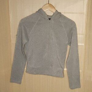Express Silver Hooded Full Zip Sweatshirt Small